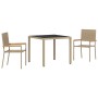 Juego de Comedor de Jardín 3 Piezas Beige Poliratán, Sillas de Jardín Apilables con Cojines 2 pcs Beige Poliratán by , Garden...