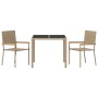 Juego de Comedor de Jardín 3 Piezas Beige Poliratán, Sillas de Jardín Apilables con Cojines 2 pcs Beige Poliratán by , Garden...