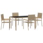 Conjunto de Comedor de Jardín  de 5 Piezas Beige de Poliratán, Sillas de Jardín apilables con cojines  2 pcs Beige de Poliratán | Foro24.es | Tu tienda online para hogar, jardín y más Foro24.es