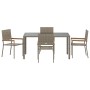 Conjunto de Comedor de Jardín  de 5 Piezas Gris Poliratán, Sillas de Jardín Plegables  con Cojines 2 piezas Gris Poliratán | Foro24.es | Tu tienda online para hogar, jardín y más Foro24.es
