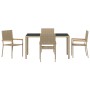 Conjunto de Comedor de Jardín  de 5 Piezas Beige de Poliratán, Sillas de Jardín apilables con cojines  2 pcs Beige de Poliratán | Foro24.es | Tu tienda online para hogar, jardín y más Foro24.es