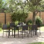 Juego de Comedor de Jardín de 7 Piezas Negro Poliratán, Sillas de Jardín apilables con Cojines - Set de 2 en Negro Poliratán ...