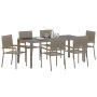 Conjunto de Comedor de Jardín de 7 Piezas  Gris Poliratán, Sillas de Jardín apilables  con cojines 2 pcs Gris Poliratán | Foro24.es | Tu tienda online para hogar, jardín y más Foro24.es