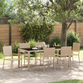 Juego de Comedor de Jardín de 7 Piezas Beige
