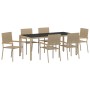 Juego de Comedor de Jardín de 7 Piezas Beige Ratán Sintético, Sillas de Jardín Apilables con Cojines 2 pcs Beige Ratán Sintético | Foro24.es | Tu tienda online para hogar, jardín y más Foro24.es