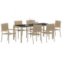 Juego de Comedor de Jardín de 7 Piezas Beige Ratán Sintético, Sillas de Jardín Apilables con Cojines 2 pcs Beige Ratán Sintético | Foro24.es | Tu tienda online para hogar, jardín y más Foro24.es