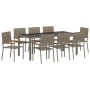 Juego de Comedor de Jardín de 9 Piezas Gris Poliratán, Sillas de Jardín apilables  con Cojines 2 pcs Gris Poliratán | Foro24.es | Tu tienda online para hogar, jardín y más Foro24.es