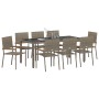 Juego de Comedor de Jardín de 9 Piezas Gris Poliratán, Sillas de Jardín apilables  con Cojines 2 pcs Gris Poliratán | Foro24.es | Tu tienda online para hogar, jardín y más Foro24.es