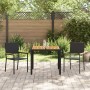 Juego de Comedor de Jardín de 3 Piezas Poliratán Negro, Sillas