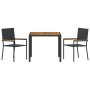 Juego de Comedor de Jardín de 3 Piezas Poliratán Negro, Sillas