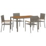 Conjunto de Comedor de 5 Piezas  Gris Poliratán, Sillas de Jardín apilables  con Cojines 2 pcs Gris Poliratán | Foro24.es | Tu tienda online para hogar, jardín y más Foro24.es