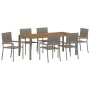 Juego de Comedor de Jardín  de 7 Piezas Gris Poliratán, Sillas de Jardín apilables  con cojines 2 piezas Gris Poliratán | Foro24.es | Tu tienda online para hogar, jardín y más Foro24.es