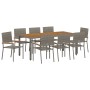 Juego de Comedor de Jardín de 9 Piezas Gris Poliratán,  Sillas de Jardín Apilables con Cojines 2 pcs Gris Poliratán | Foro24.es | Tu tienda online para hogar, jardín y más Foro24.es