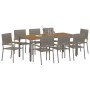 Juego de Comedor de Jardín de 9 Piezas Gris Poliratán,  Sillas de Jardín Apilables con Cojines 2 pcs Gris Poliratán | Foro24.es | Tu tienda online para hogar, jardín y más Foro24.es