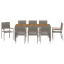 Juego de Comedor de Jardín de 9 Piezas Gris Poliratán,  Sillas de Jardín Apilables con Cojines 2 pcs Gris Poliratán | Foro24.es | Tu tienda online para hogar, jardín y más Foro24.es