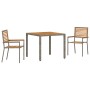 Juego de Comedor de Jardín de 3 Piezas  Gris Poliratán Acacia, Sillas de Jardín Apilables  con Cojines 2 pcs Gris Poliratán | Foro24.es | Tu tienda online para hogar, jardín y más Foro24.es