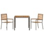 Juego de Comedor de Jardín de 3 Piezas  Gris Poliratán Acacia, Sillas de Jardín Apilables  con Cojines 2 pcs Gris Poliratán | Foro24.es | Tu tienda online para hogar, jardín y más Foro24.es