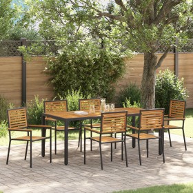 Comedor de Jardín 7 Piezas de Poli Ratan Negro