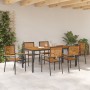 Comedor de Jardín  7 Piezas de Poli Ratan Negro Acacia, Sillas de Jardín  con Cojines 2 pcs Poli Ratan Negro | Foro24.es | Tu tienda online para hogar, jardín y más Foro24.es