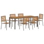 Conjunto de Comedor de Jardín de 7 Piezas Gris Poliratán Acacia, Sillas Apilables de Jardín  con Cojines 2 pcs Gris Poliratán | Foro24.es | Tu tienda online para hogar, jardín y más Foro24.es