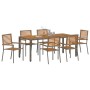 Conjunto de Comedor de Jardín de 7 Piezas Gris Poliratán Acacia, Sillas Apilables de Jardín  con Cojines 2 pcs Gris Poliratán | Foro24.es | Tu tienda online para hogar, jardín y más Foro24.es