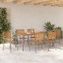Conjunto de Comedor de Jardín de 7 Piezas Gris Poliratán Acacia, Sillas Apilables de Jardín  con Cojines 2 pcs Gris Poliratán | Foro24.es | Tu tienda online para hogar, jardín y más Foro24.es
