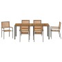 Conjunto de Comedor de Jardín de 7 Piezas Gris Poliratán Acacia, Sillas Apilables de Jardín  con Cojines 2 pcs Gris Poliratán | Foro24.es | Tu tienda online para hogar, jardín y más Foro24.es