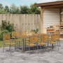 Juego de Comedor de Jardín  de 9 Piezas Gris Polirratán Acacia, Sillas de Jardín Apilables  con Cojines 2 pcs Gris Polirratán | Foro24.es | Tu tienda online para hogar, jardín y más Foro24.es