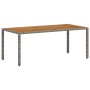 Juego de Comedor de Jardín  de 9 Piezas Gris Polirratán Acacia, Sillas de Jardín Apilables  con Cojines 2 pcs Gris Polirratán | Foro24.es | Tu tienda online para hogar, jardín y más Foro24.es