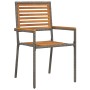 Juego de Comedor de Jardín  de 9 Piezas Gris Polirratán Acacia, Sillas de Jardín Apilables  con Cojines 2 pcs Gris Polirratán | Foro24.es | Tu tienda online para hogar, jardín y más Foro24.es