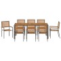 Juego de Comedor de Jardín  de 9 Piezas Gris Polirratán Acacia, Sillas de Jardín Apilables  con Cojines 2 pcs Gris Polirratán | Foro24.es | Tu tienda online para hogar, jardín y más Foro24.es