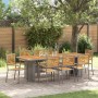Juego de Comedor de Jardín de 9 piezas Gris Poliratán Acacia, Sillas Apilables de Jardín con Cojines 2 pcs Gris Poliratán von...