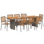 Juego de Comedor de Jardín de 9 piezas Gris Poliratán Acacia, Sillas Apilables de Jardín con Cojines 2 pcs Gris Poliratán von...