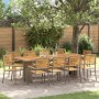 Conjunto de Comedor de Jardín 11 Piezas Gris Polirratán Acacia, Sillas de Jardín Apilables con Cojines 2 pcs Gris Polirratán ...