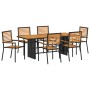 Conjunto de Comedor de Jardín  de 7 Piezas Negro Poliratán Acacia, Sillas de Jardín Apilables  con Cojines 2 pcs Negro Poliratán | Foro24.es | Tu tienda online para hogar, jardín y más Foro24.es