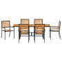 Conjunto de Comedor de Jardín  de 7 Piezas Negro Poliratán Acacia, Sillas de Jardín Apilables  con Cojines 2 pcs Negro Poliratán | Foro24.es | Tu tienda online para hogar, jardín y más Foro24.es