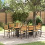 Set de Comedor de Jardín  de 9 Piezas Acero Polirratán Negro, Sillas de Jardín Apilables  con Cojines 2 pcs Polirratán Negro | Foro24.es | Tu tienda online para hogar, jardín y más Foro24.es
