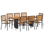 Set de Comedor de Jardín  de 9 Piezas Acero Polirratán Negro, Sillas de Jardín Apilables  con Cojines 2 pcs Polirratán Negro | Foro24.es | Tu tienda online para hogar, jardín y más Foro24.es
