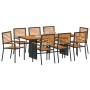 Set de Comedor de Jardín  de 9 Piezas Acero Polirratán Negro, Sillas de Jardín Apilables  con Cojines 2 pcs Polirratán Negro | Foro24.es | Tu tienda online para hogar, jardín y más Foro24.es
