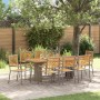 Juego de Comedor de Jardín de 9 Piezas Gris Poliratán Acacia, Sillas de Jardín Apilables  con Cojines 2 pcs Gris Poliratán | Foro24.es | Tu tienda online para hogar, jardín y más Foro24.es