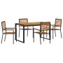 Set de Comedor Jardín de 5 Piezas Negro Poly Ratan Acacia,  Sillas Apilables de Jardín con Cojines 2 pcs Negro Poly Ratan | Foro24.es | Tu tienda online para hogar, jardín y más Foro24.es