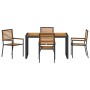 Set de Comedor Jardín de 5 Piezas Negro Poly Ratan Acacia,  Sillas Apilables de Jardín con Cojines 2 pcs Negro Poly Ratan | Foro24.es | Tu tienda online para hogar, jardín y más Foro24.es