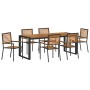 Juego de Comedor de Jardín de 7 Piezas Negro Polirratán Acacia, Sillas Apilables de Jardín  con Cojines 2 pcs Negro Polirratán | Foro24.es | Tu tienda online para hogar, jardín y más Foro24.es