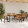 Juego de Comedor de Jardín de 7 Piezas Negro Polirratán Acacia, Sillas Apilables de Jardín  con Cojines 2 pcs Negro Polirratán | Foro24.es | Tu tienda online para hogar, jardín y más Foro24.es