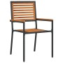 Juego de Comedor de Jardín de 7 Piezas Negro Polirratán Acacia, Sillas Apilables de Jardín  con Cojines 2 pcs Negro Polirratán | Foro24.es | Tu tienda online para hogar, jardín y más Foro24.es