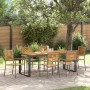 Conjunto de Comedor de Jardín de 7 Piezas Gris Poliratán Acacia,  Sillas de Jardín Apilables con Cojines 2 pcs Gris Poliratán | Foro24.es | Tu tienda online para hogar, jardín y más Foro24.es