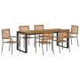 Conjunto de Comedor de Jardín de 7 Piezas Gris Poliratán Acacia,  Sillas de Jardín Apilables con Cojines 2 pcs Gris Poliratán | Foro24.es | Tu tienda online para hogar, jardín y más Foro24.es