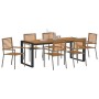 Conjunto de Comedor de Jardín de 7 Piezas Gris Poliratán Acacia,  Sillas de Jardín Apilables con Cojines 2 pcs Gris Poliratán | Foro24.es | Tu tienda online para hogar, jardín y más Foro24.es