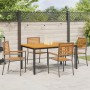 Conjunto de comedor de jardín de 5 piezas en gris de ratán de polietileno y acacia | Foro24.es | Tu tienda online para hogar, jardín y más Foro24.es