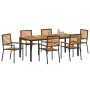 Juego de Comedor de Jardín de 7 Piezas de Poliratán Negro y Acacia | Foro24.es | Tu tienda online para hogar, jardín y más Foro24.es